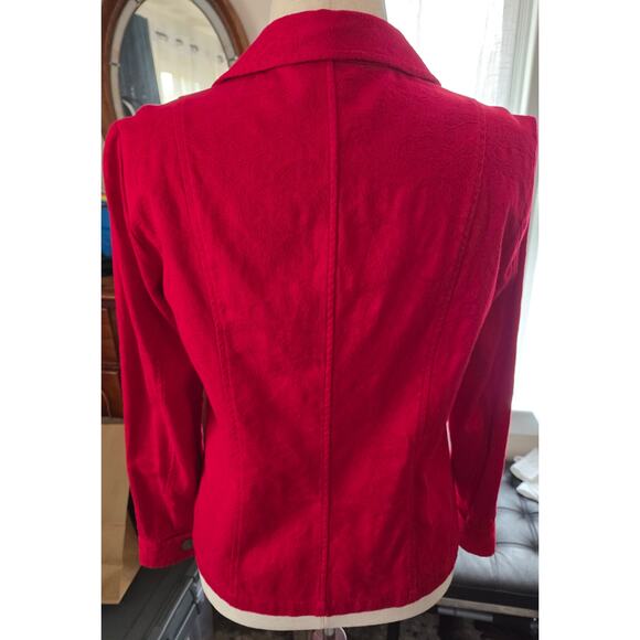 Red Paisley Boho Jacket Colorful Cotton Pockets Buttons Lightweight Collared - Picture 5 of 14